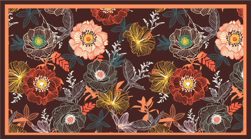 Tapis vinyle fleurs et plantes design éclat vintage - TenStickers