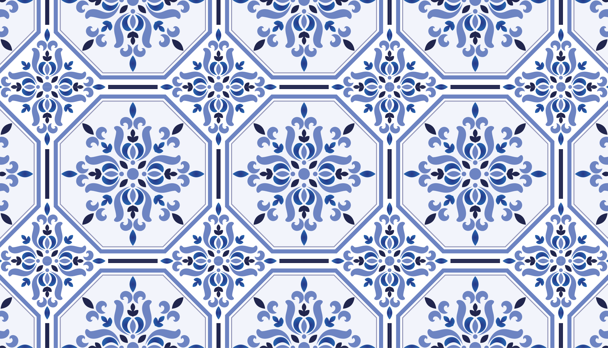 Tapis vinyle carreaux de ciment éléments de fleurs d'azur - TenStickers