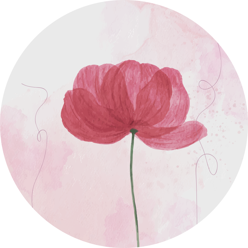 Tapis vinyle fleurs et plantes motif coquelicot aquarelle - TenStickers