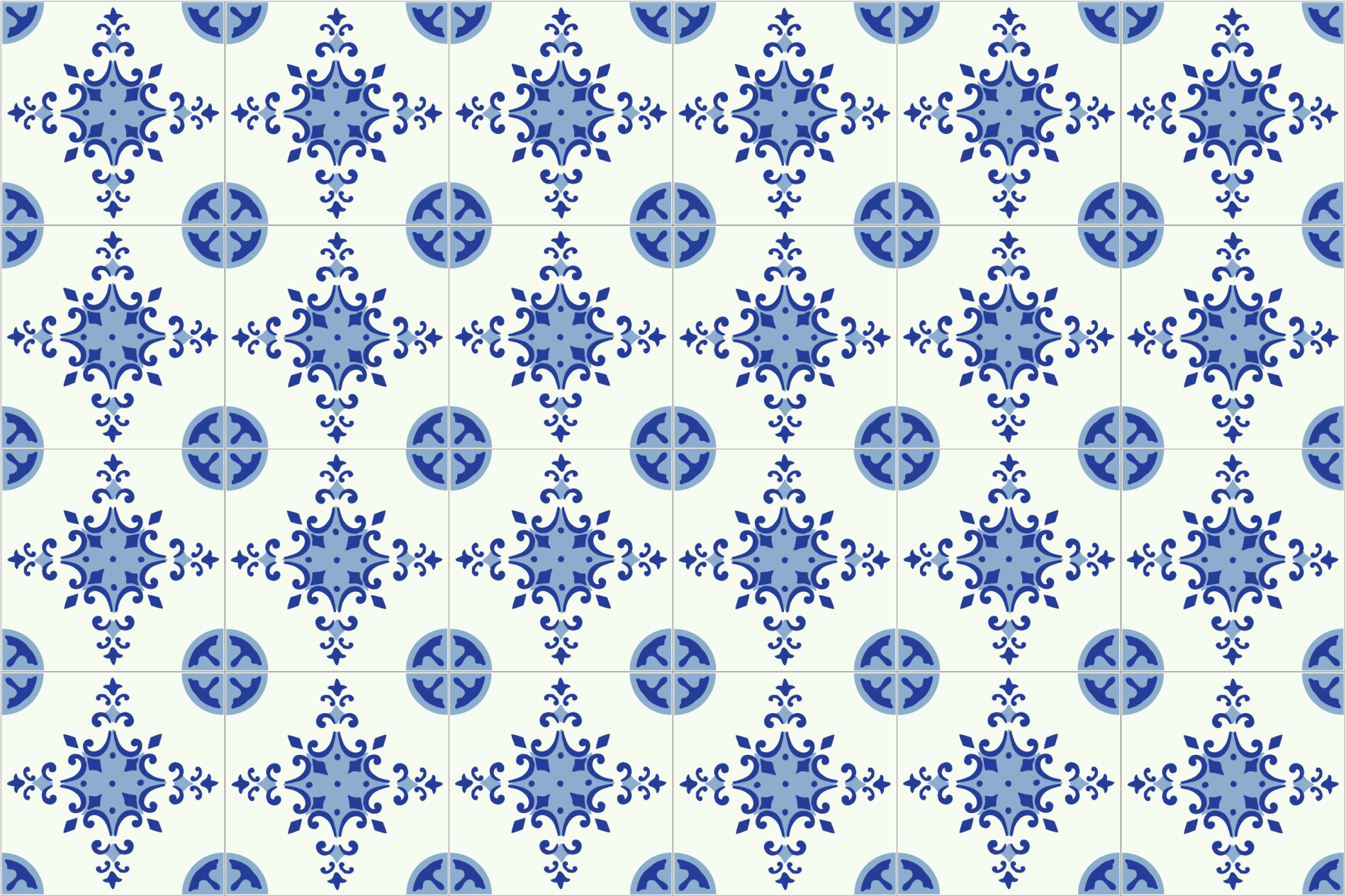 Tapis vinyle carreaux de ciment composition florale azur - TenStickers