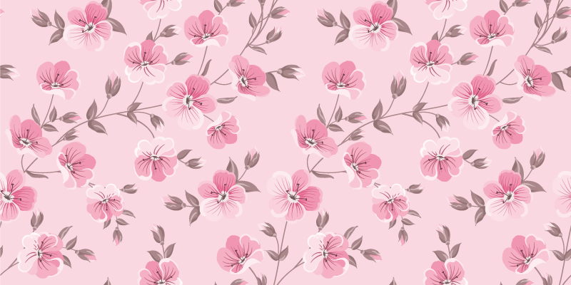 Tapis vinyle fleurs et plantes harmonie florale rose - TenStickers