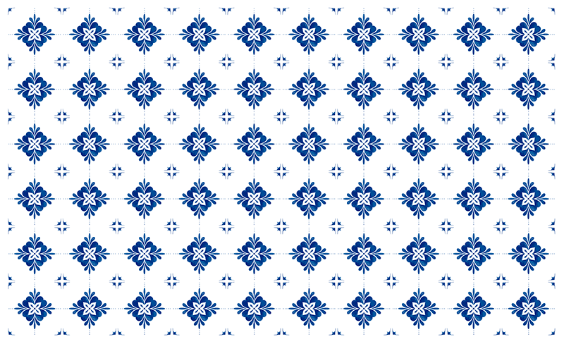 Tapis vinyle carreaux de ciment motif floral céramique - TenStickers