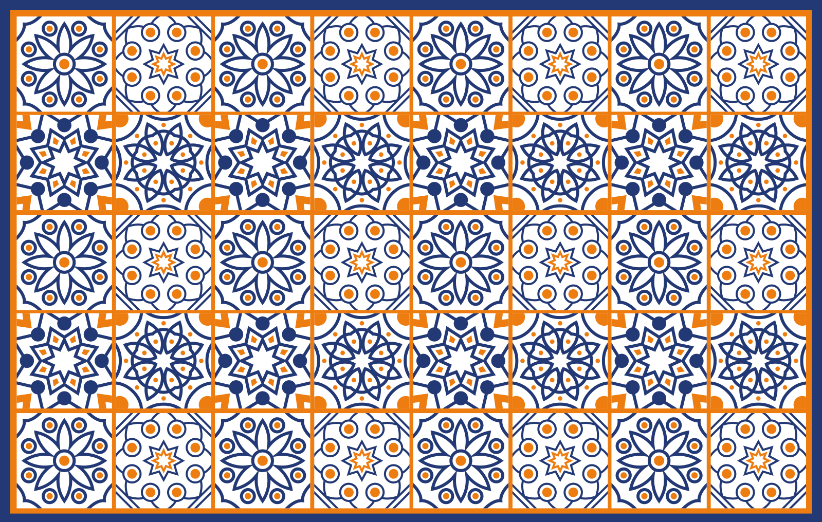 Tapis vinyle carreaux de ciment motif bleu vif - TenStickers