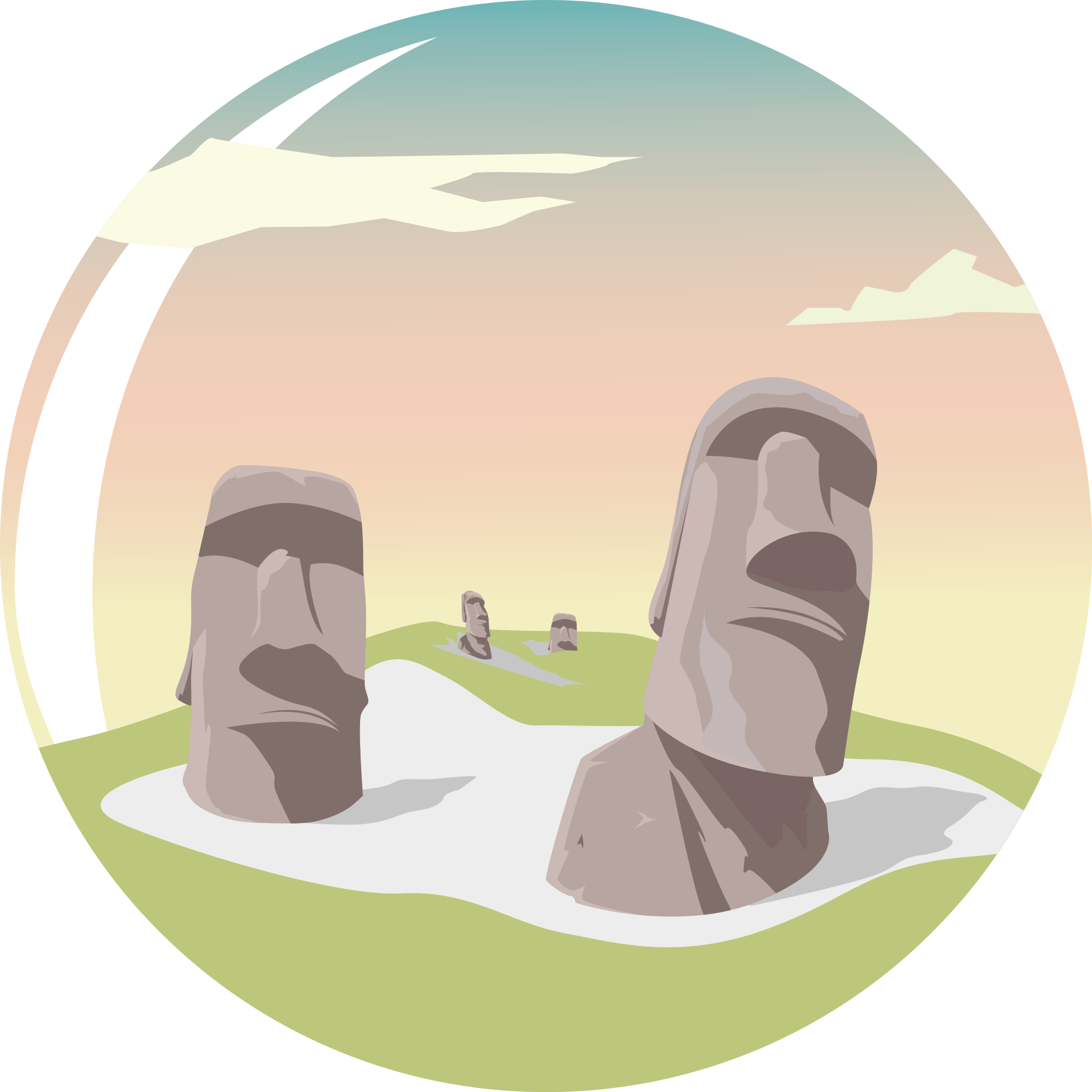 Tapis vinyle nature silhouettes de pierre moai - TenStickers