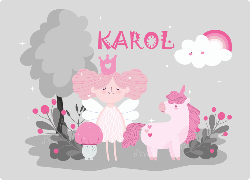 Tapis vinyle autres tapis scène de conte de fées avec nom - TenStickers