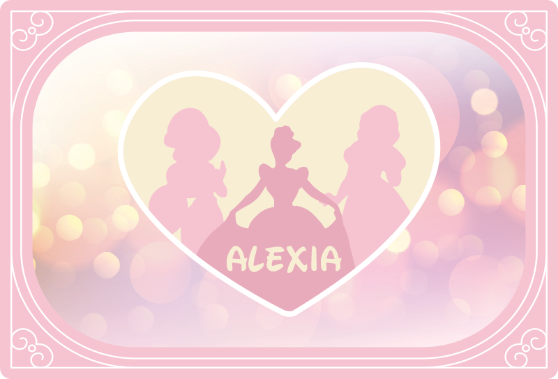 Tapis vinyle personnalisé silhouette de princesse coeur - TenStickers