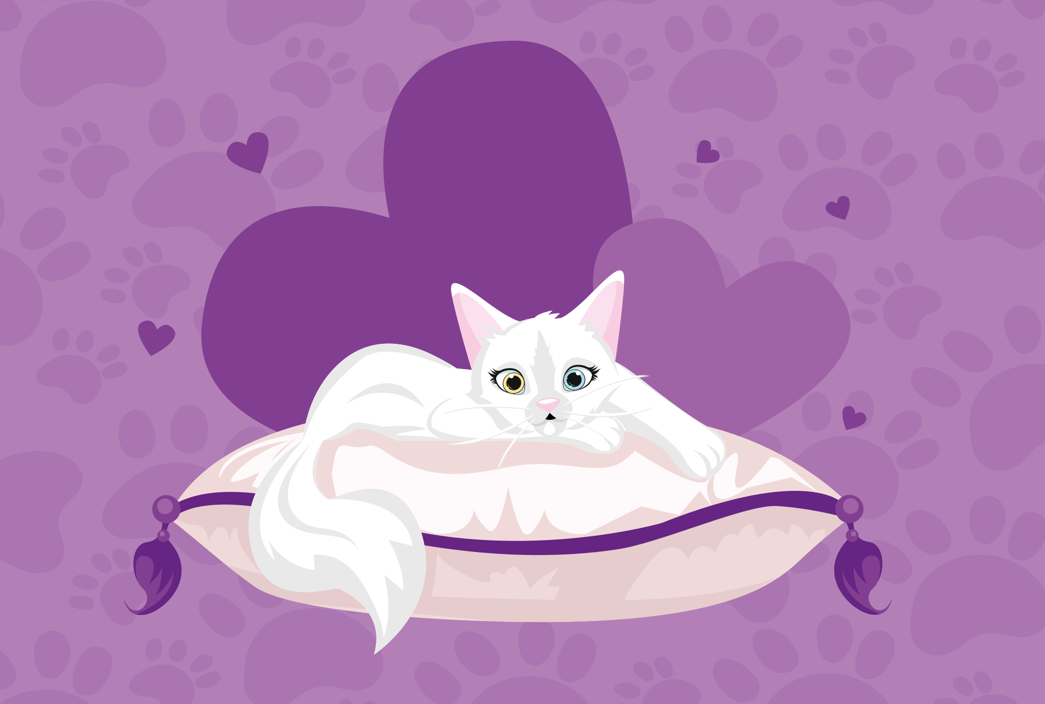 Tapis vinyle animal coussin chat mignon - TenStickers