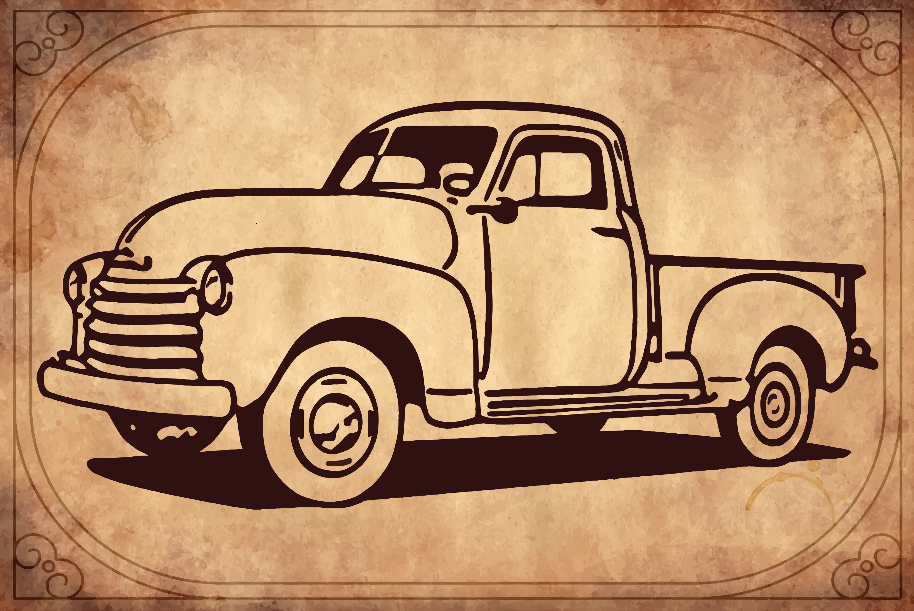 Tapis vinyle vintage silhouette de camion classique - TenStickers