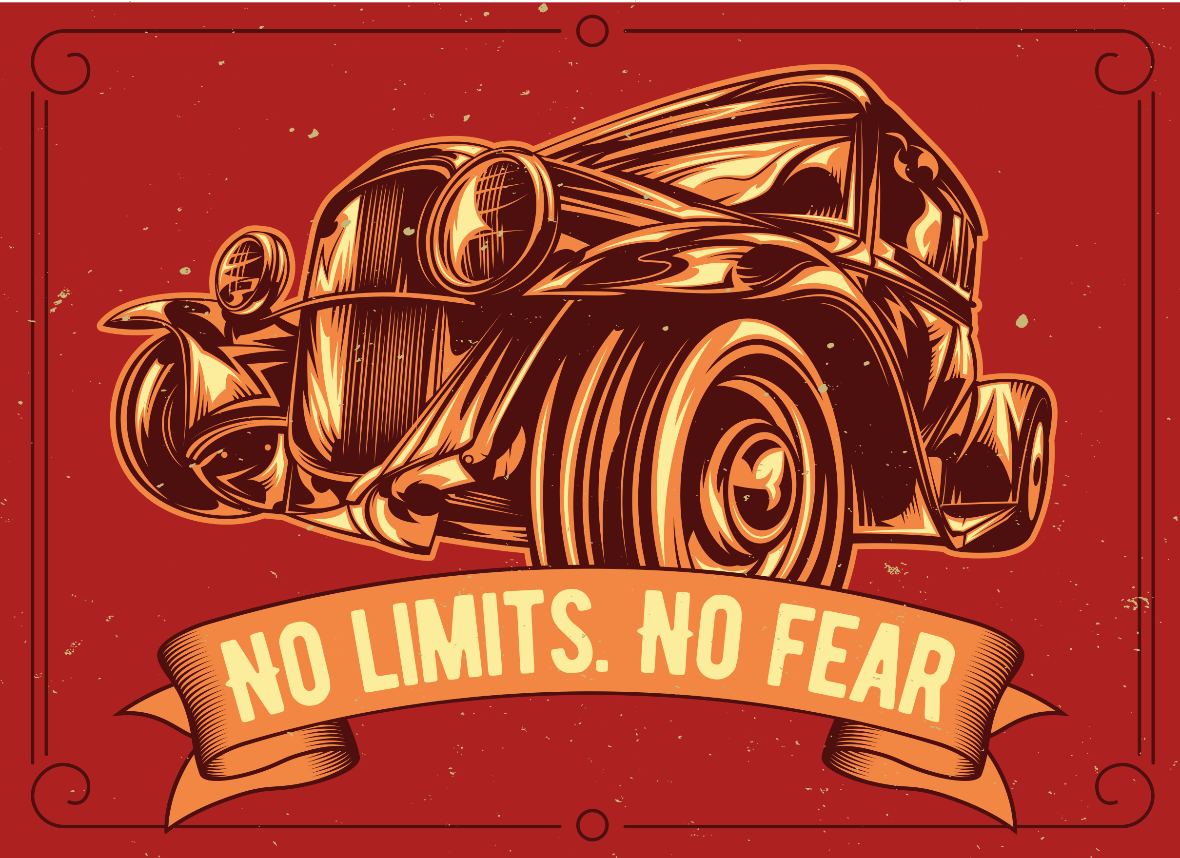 Tapis vinyle citation illustration de voiture classique - TenStickers