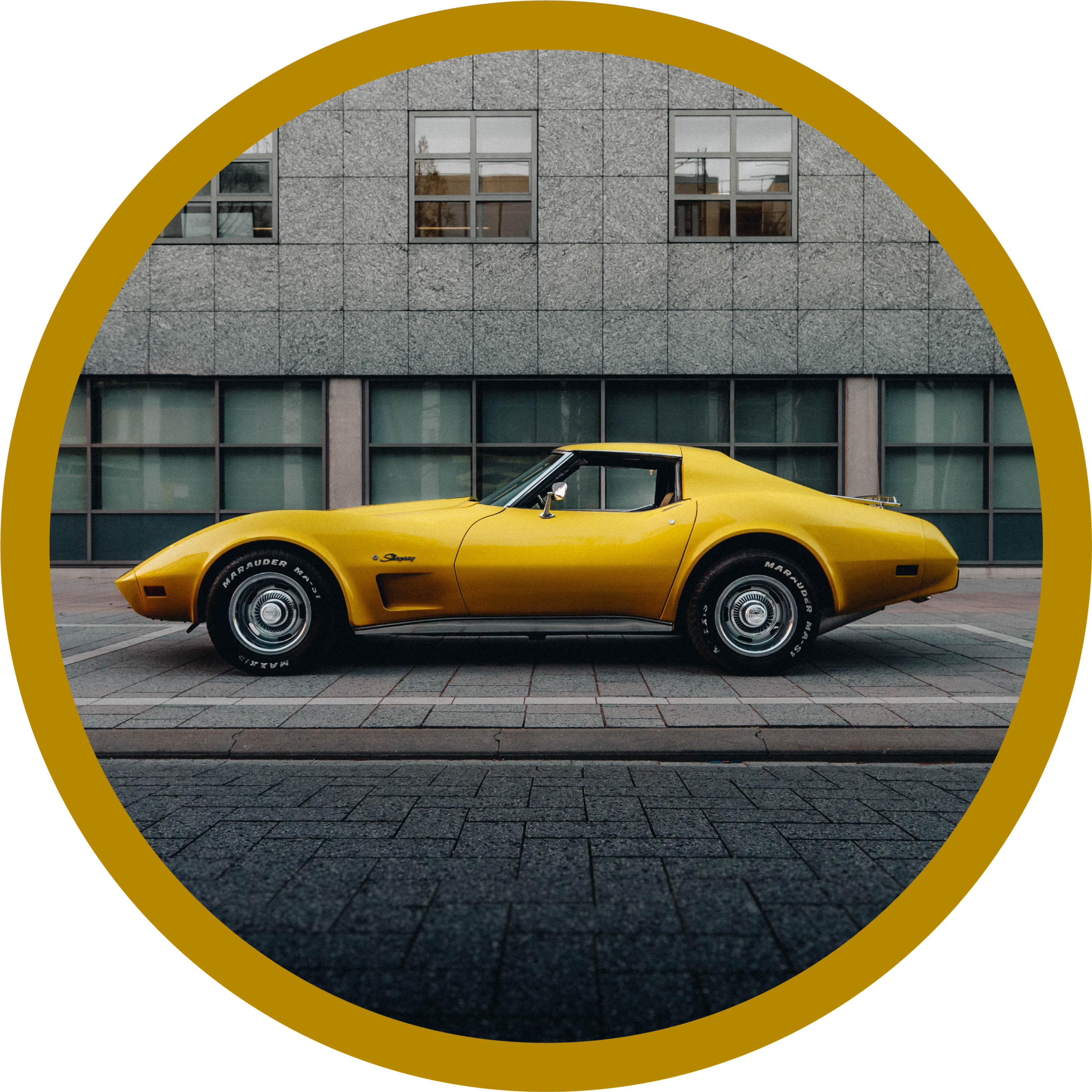 Tapis vinyle ado voiture jaune classique - TenStickers