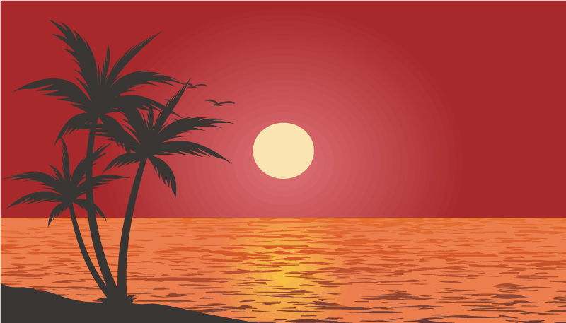 Tapis vinyle design coucher de soleil hawaïen - TenStickers