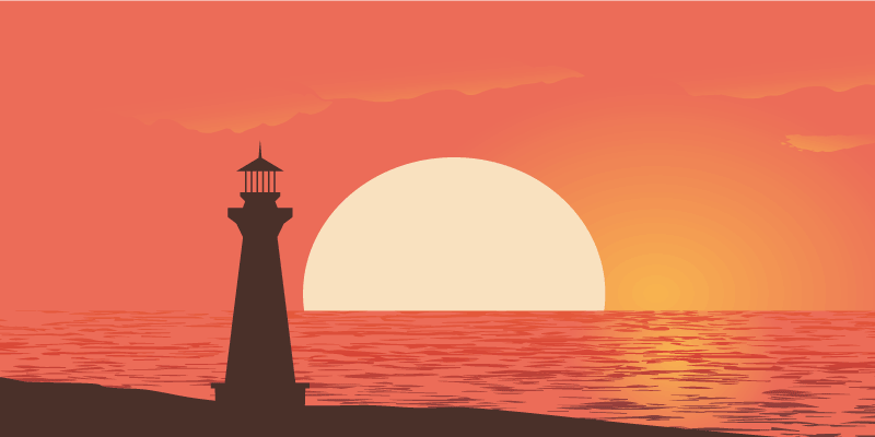 Tapis vinyle nature vue sur le coucher de soleil côtier - TenStickers