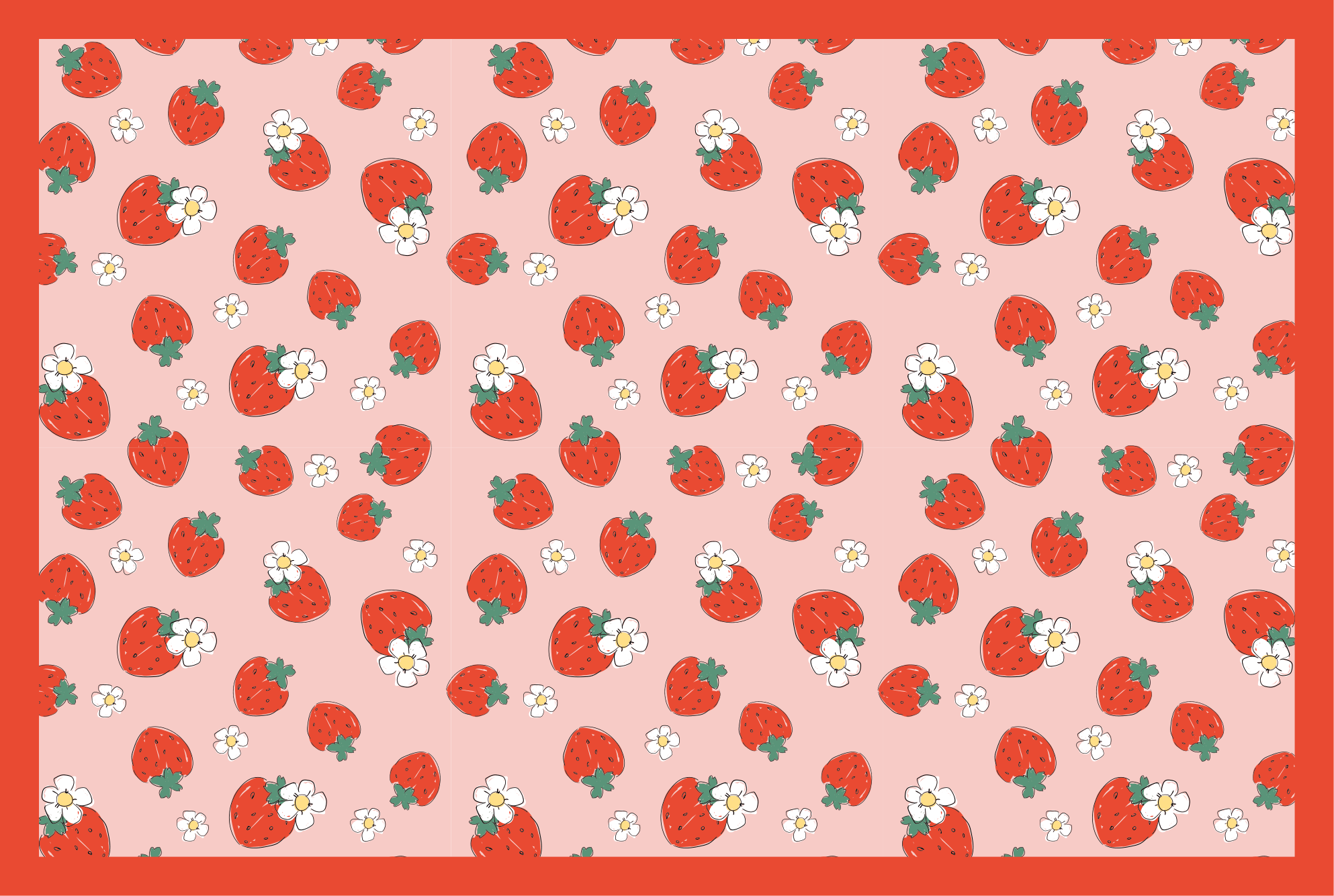 Tapis vinyle fleurs et plantes motif floral de fraise - TenStickers