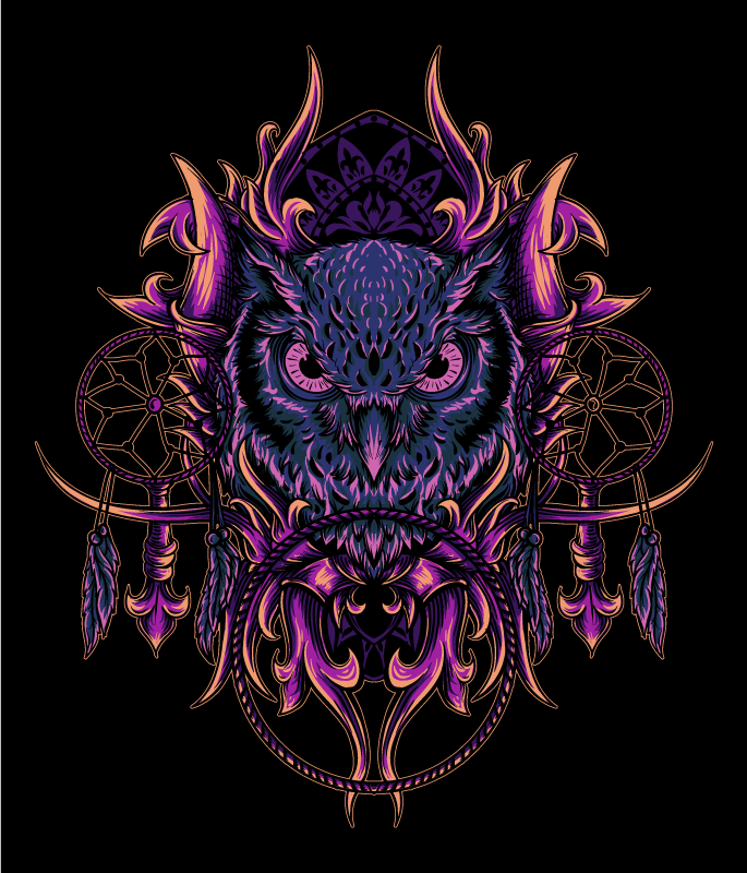 Tapis vinyle animal art attrape-rêves hibou - TenStickers