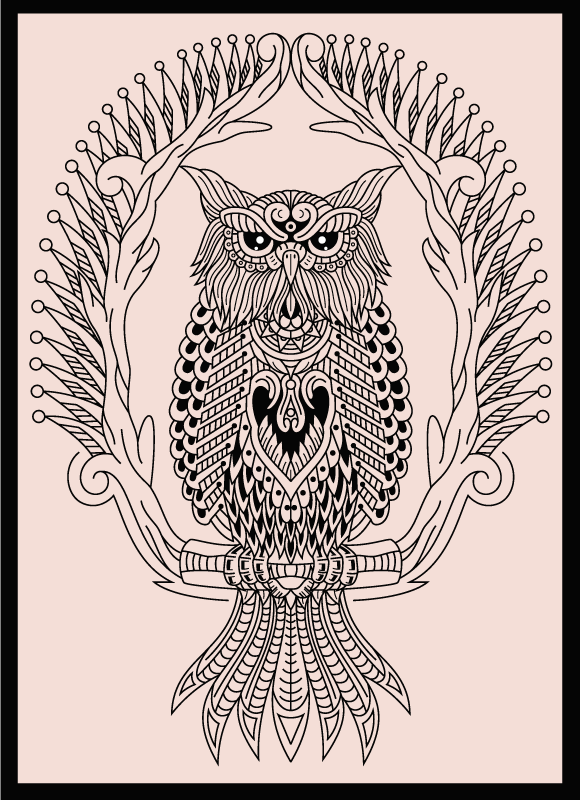 Tapis vinyle animal conception de mandala de hibou - TenStickers
