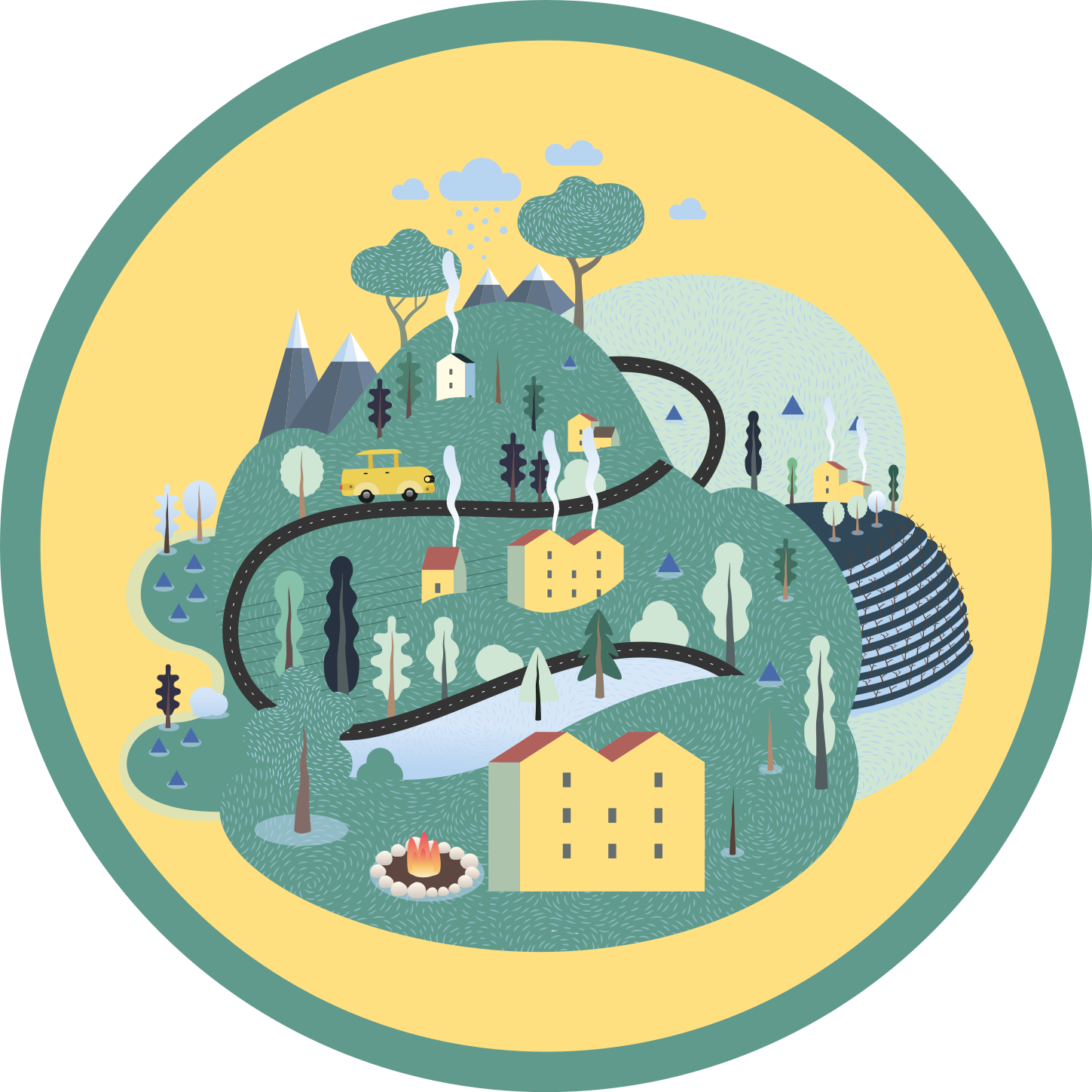 Tapis vinyle route voyage ludique dans le paysage - TenStickers