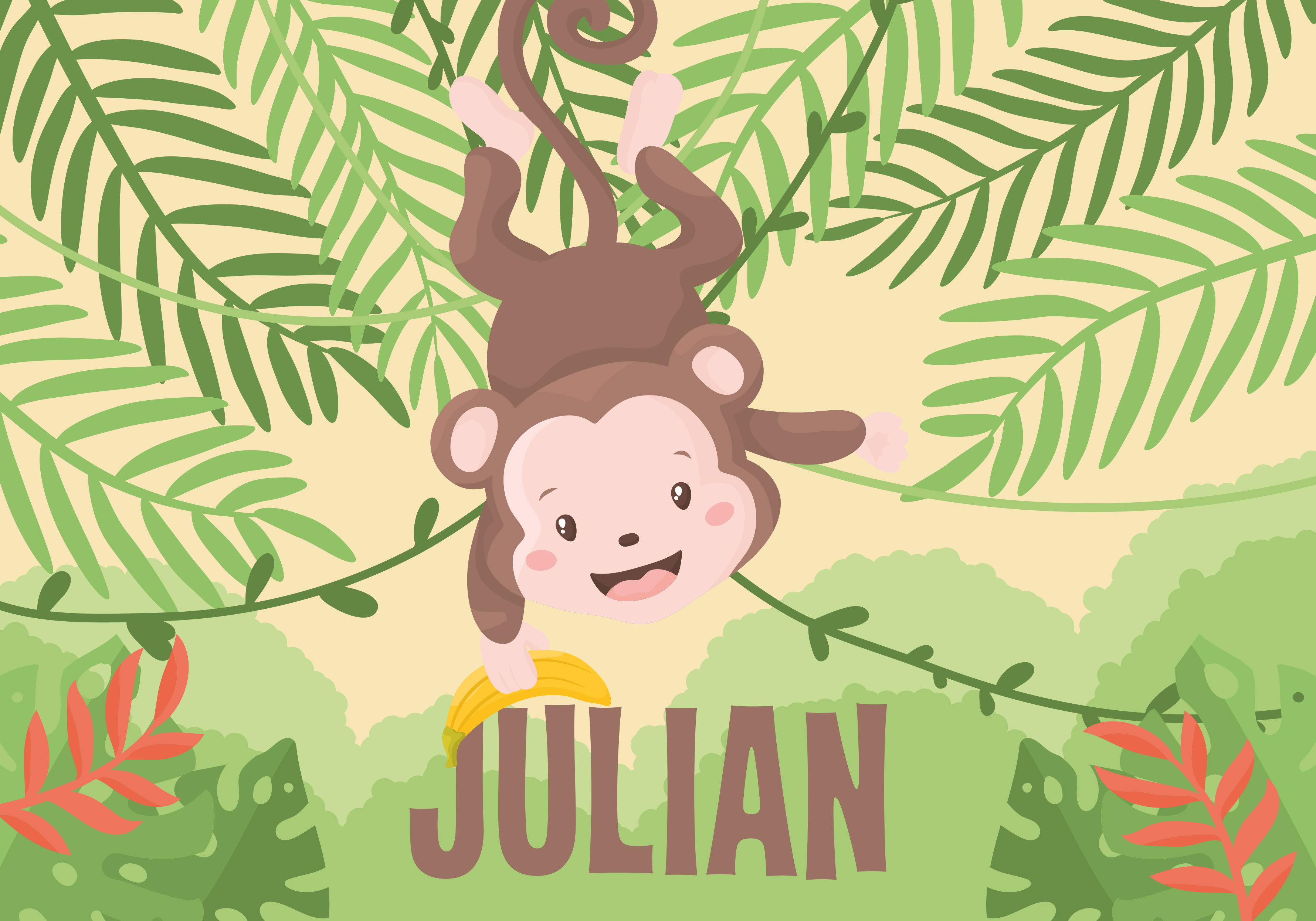 Tapis vinyle personnalisé thème du singe ludique - TenStickers