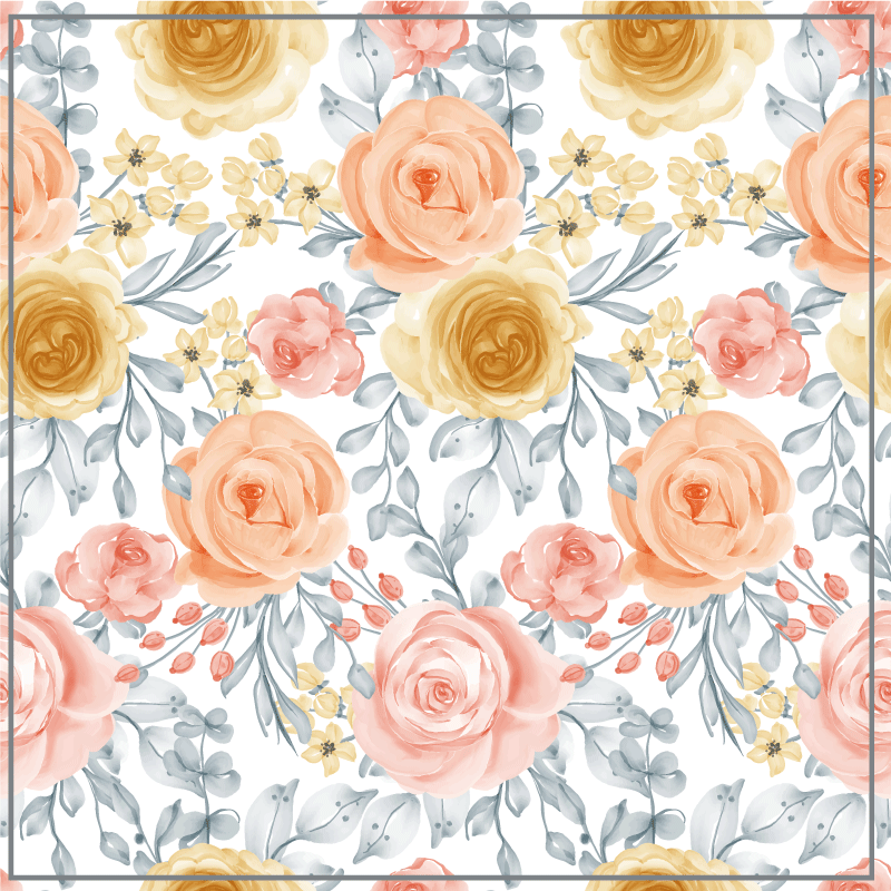 Tapis vinyle fleurs et plantes nuances roses - TenStickers