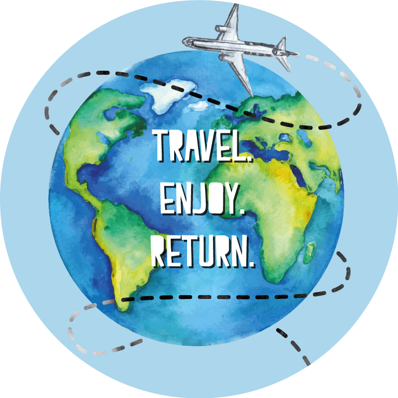 Tapis vinyle carte du monde expédition joie retour - TenStickers