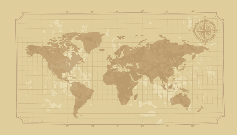 Tapis vinyle carte du monde illustration graphique rétro - TenStickers