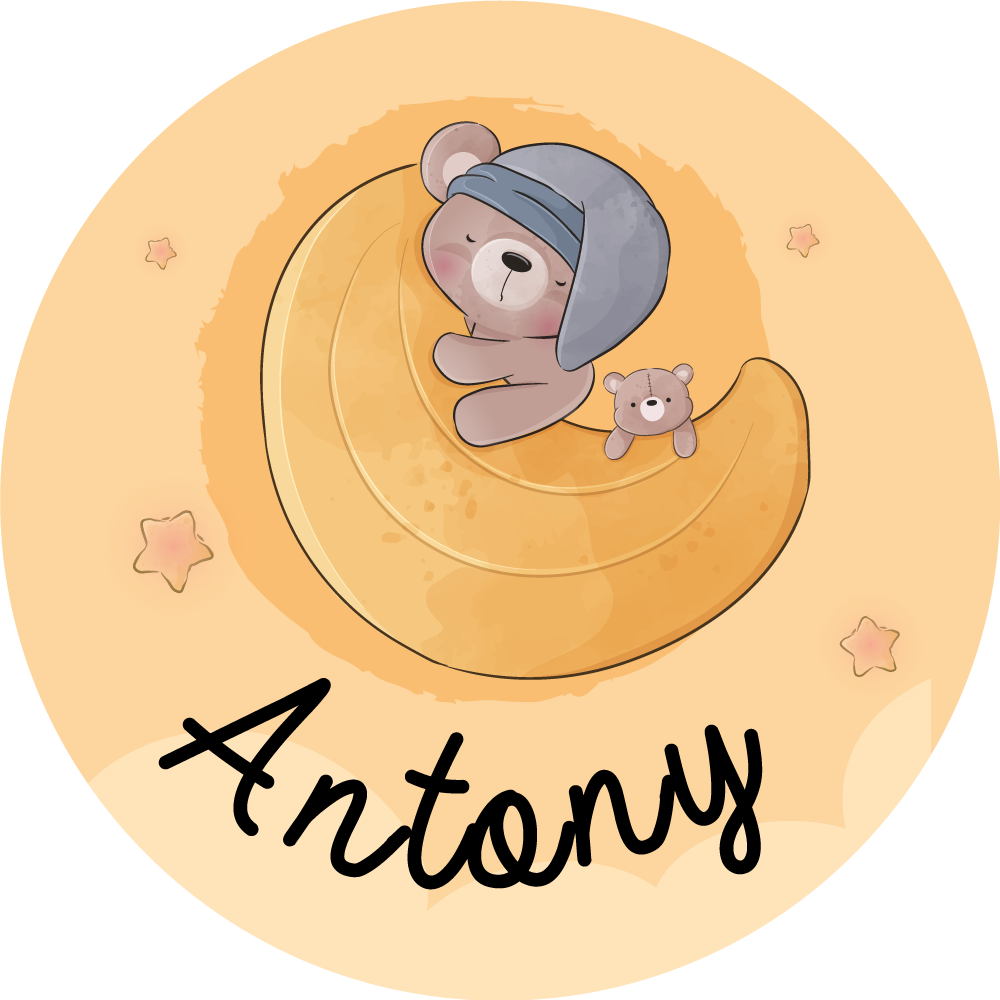 Tapis vinyle personnalisé ours endormi avec nom - TenStickers