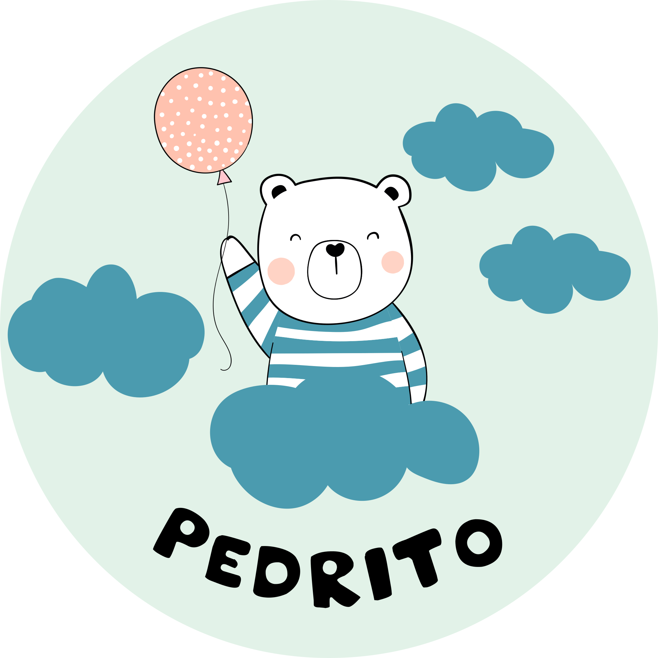 Tapis vinyle personnalisé ballon ours joyeux - TenStickers