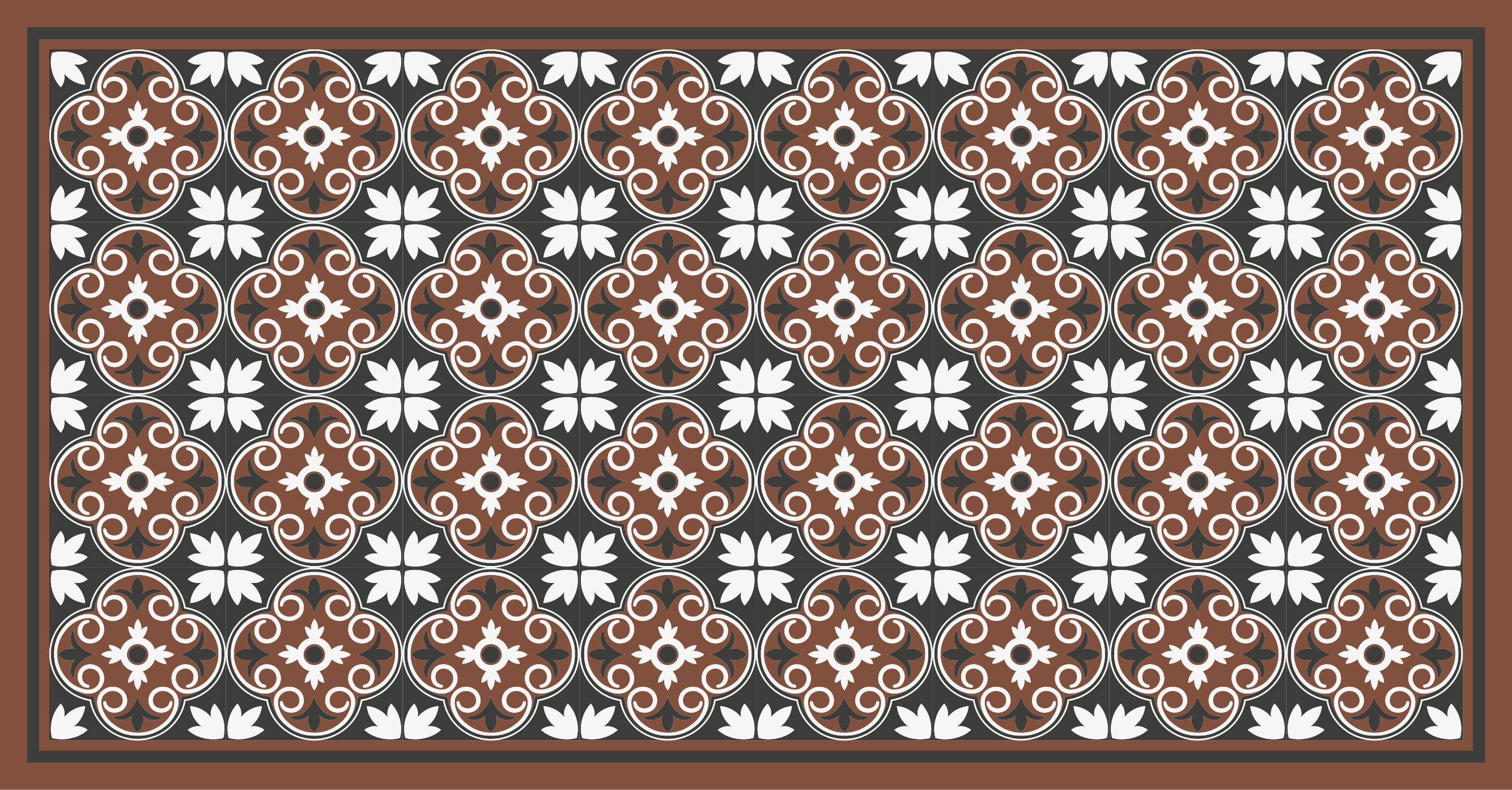 Tapis mosaique vinyle composition florale complexe - TenStickers