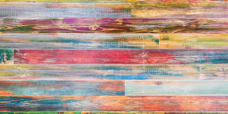 Tapis vinyle imitation parquet effet patiné coloré - TenStickers