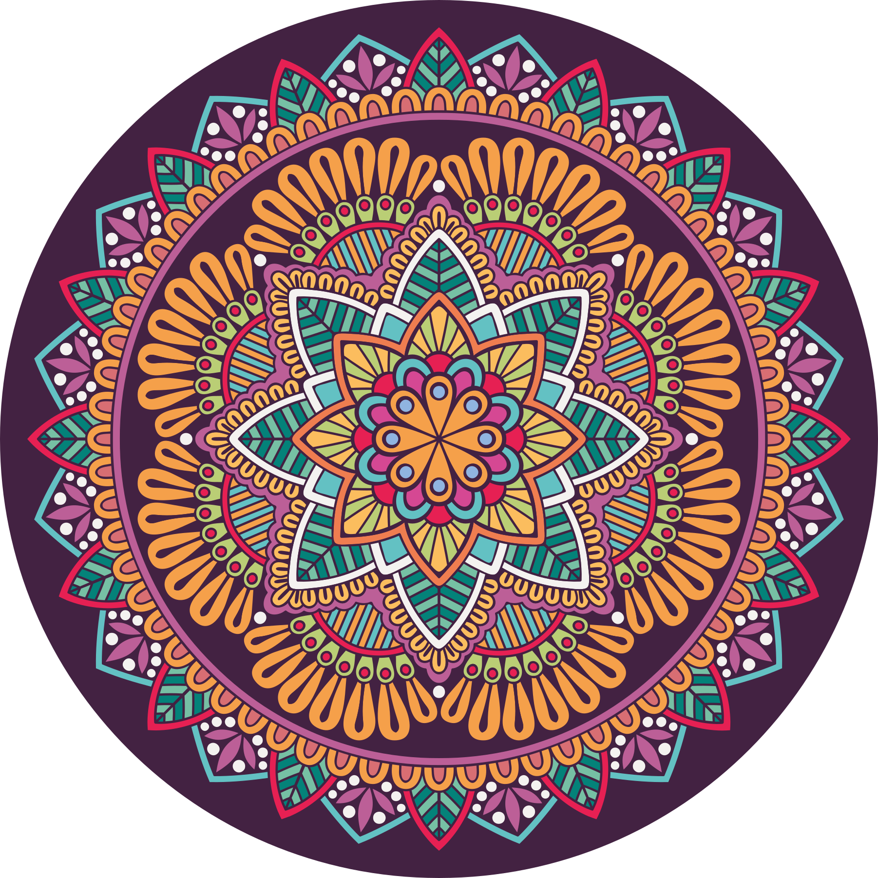 Tapis vinyle mandala élément fleuri et vivant - TenStickers