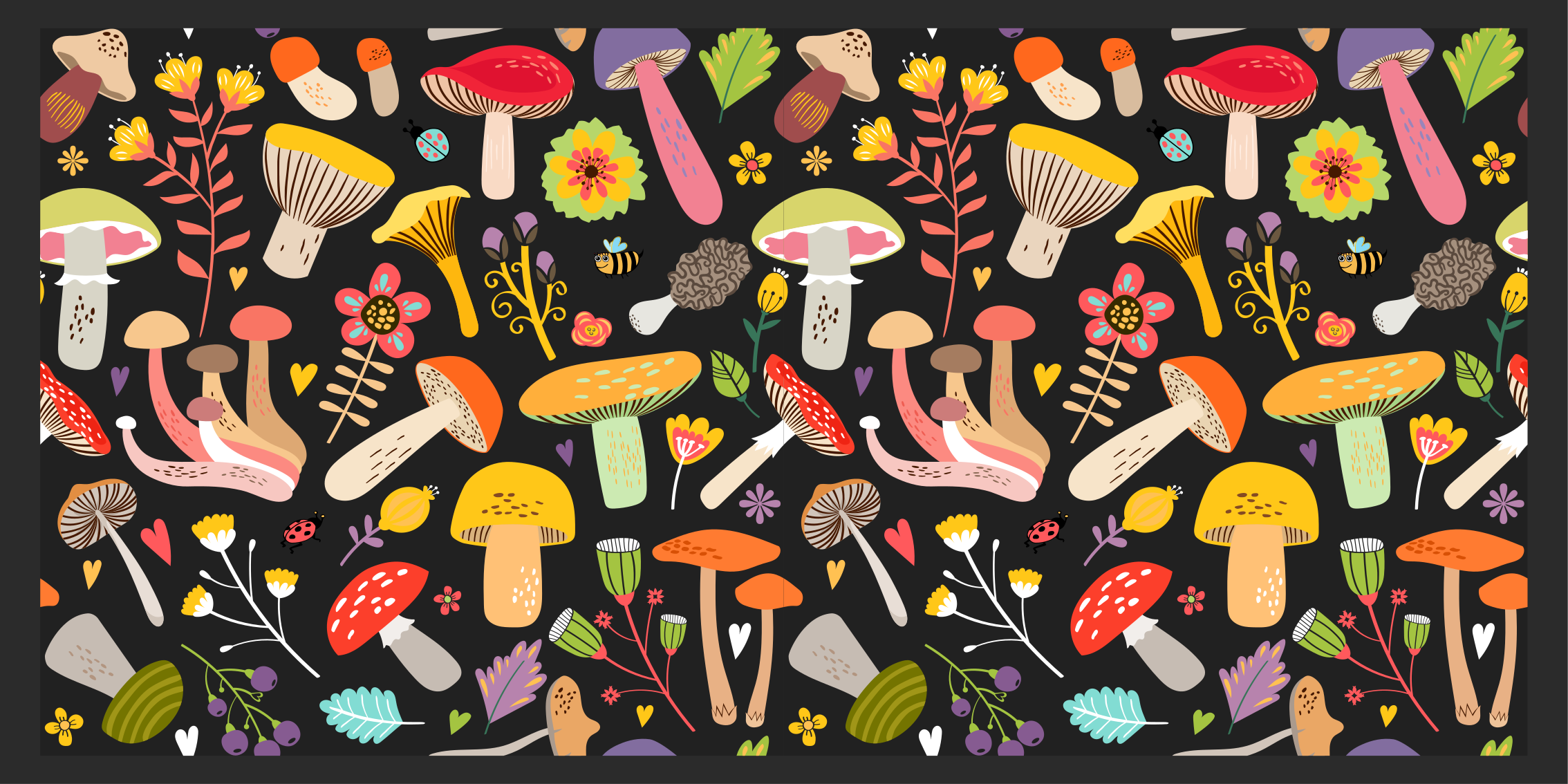 Tapis vinyle nature collection de champignons colorés - TenStickers