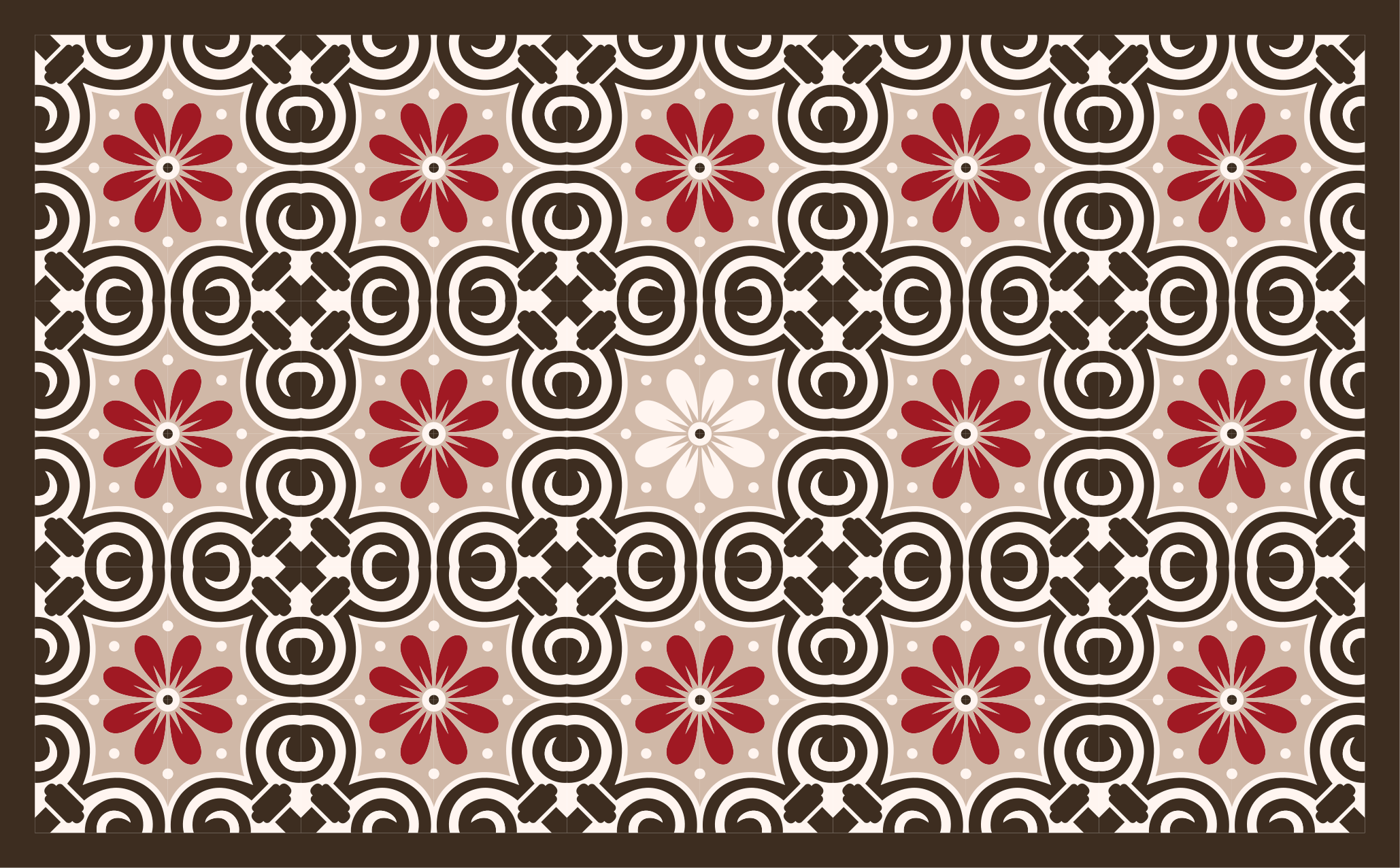 Tapis vinyle carreaux de ciment motifs floraux circulaires - TenStickers
