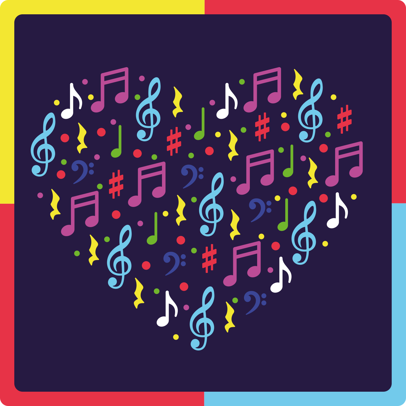Tapis vinyle ado notes de musique coeur - TenStickers