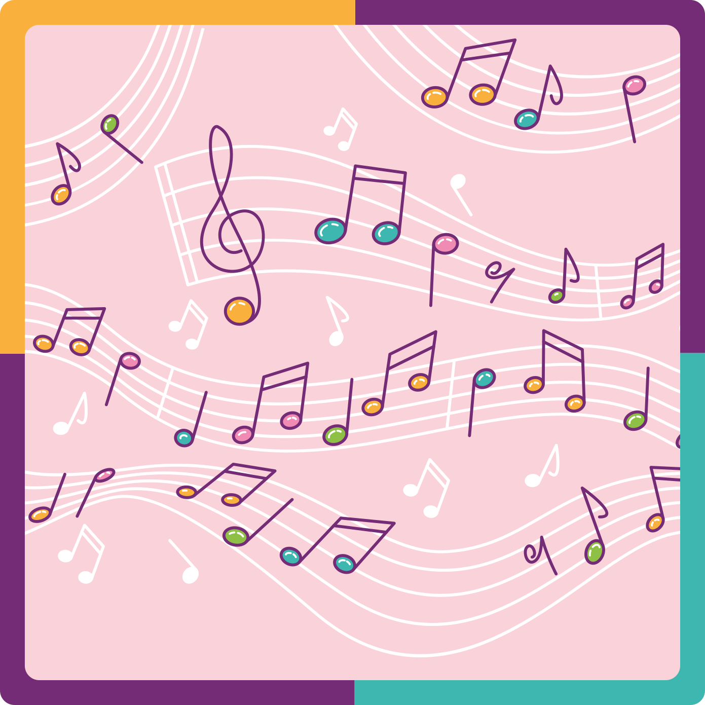 Tapis vinyle ado thème de notes mélodiques - TenStickers