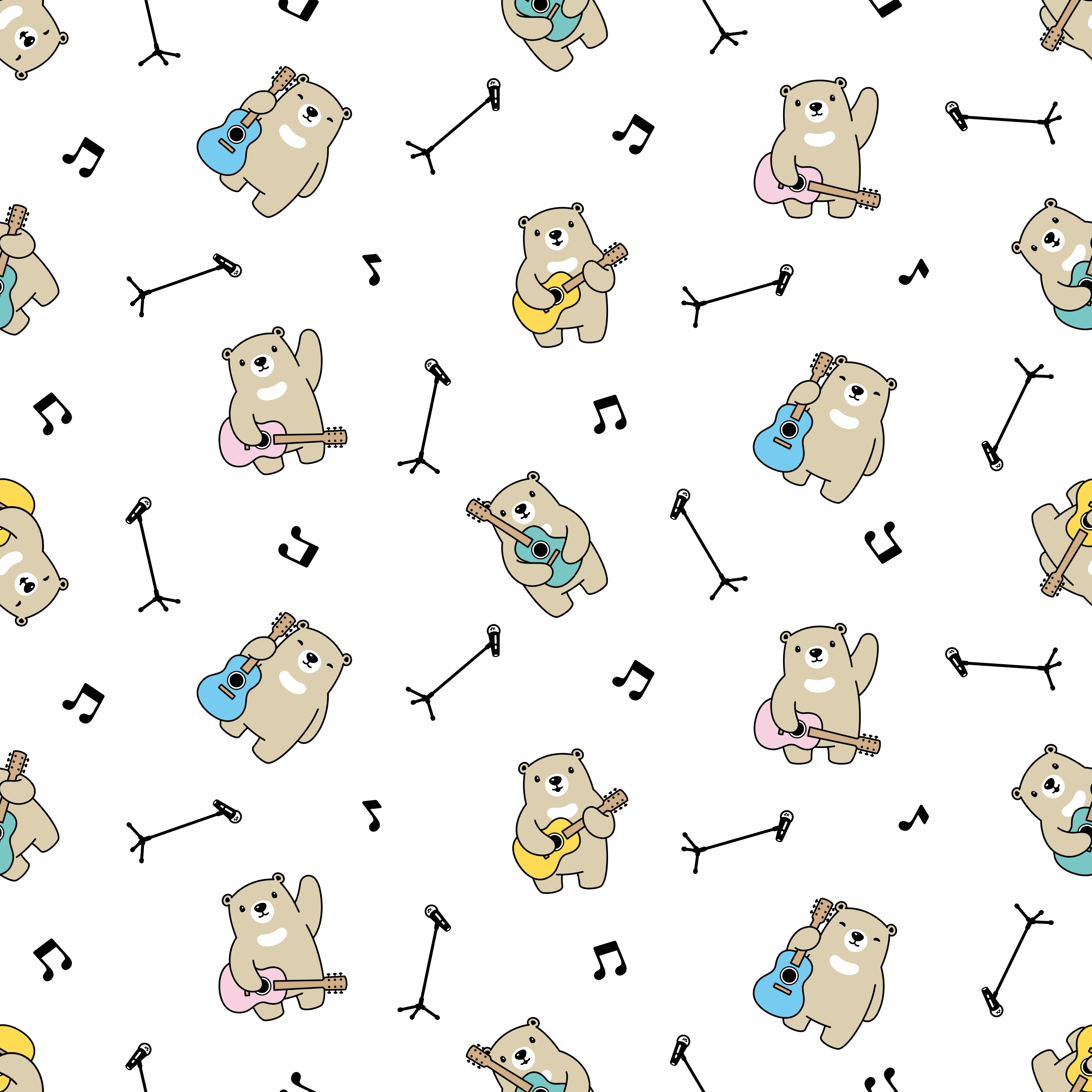 Tapis vinyle chambre bébé modèle d'ours musicaux - TenStickers