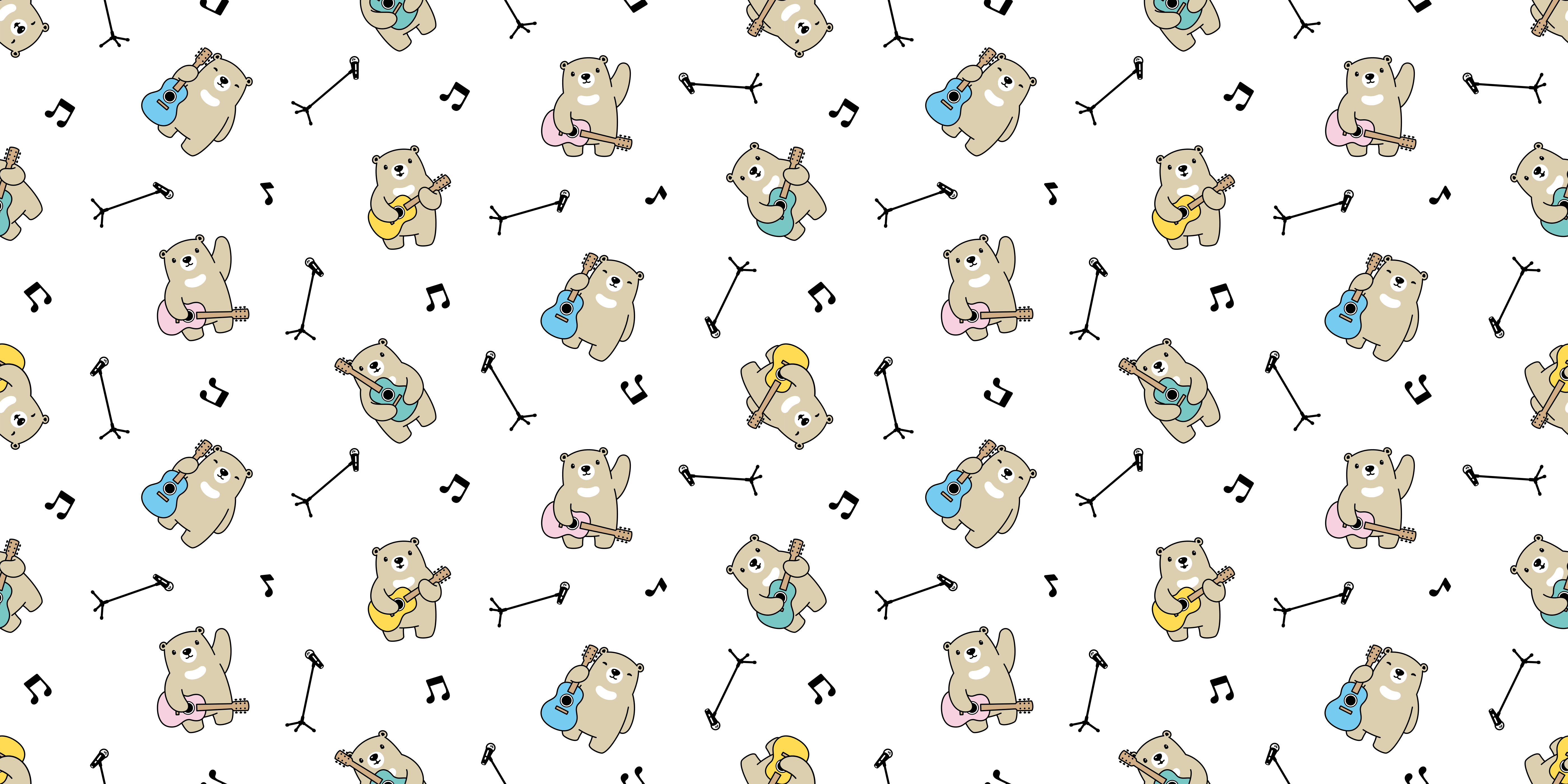 Tapis vinyle chambre bébé thème des ours musicaux - TenStickers