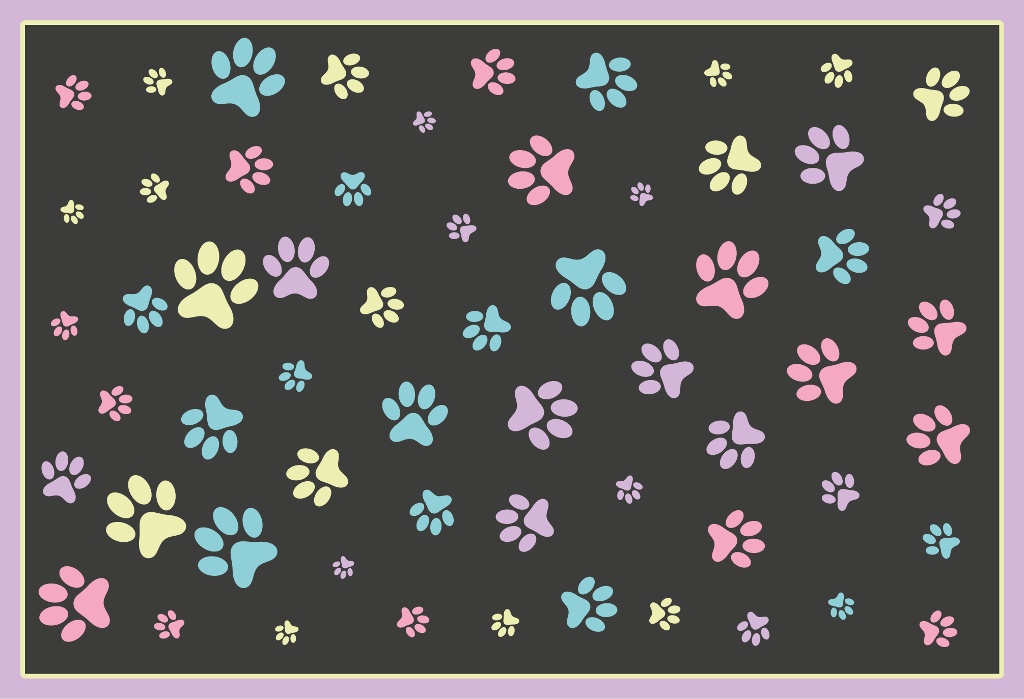 Tapis vinyle animal empreintes de pattes colorées - TenStickers