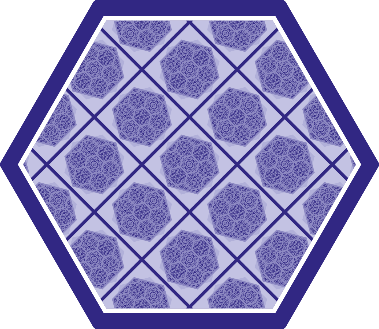 Tapis vinyle salle de bain motif hexagonal violet - TenStickers