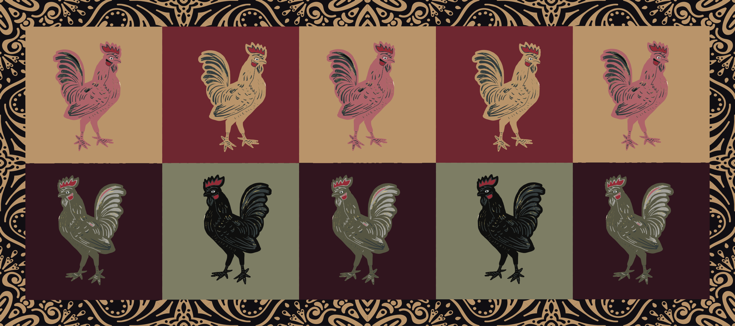 Tapis vinyle animal motif de poulet coloré - TenStickers