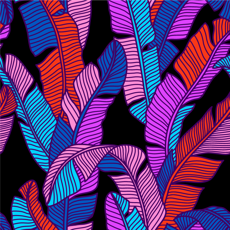 Tapis vinyle fleurs et plantes motifs de feuilles vibrants - TenStickers