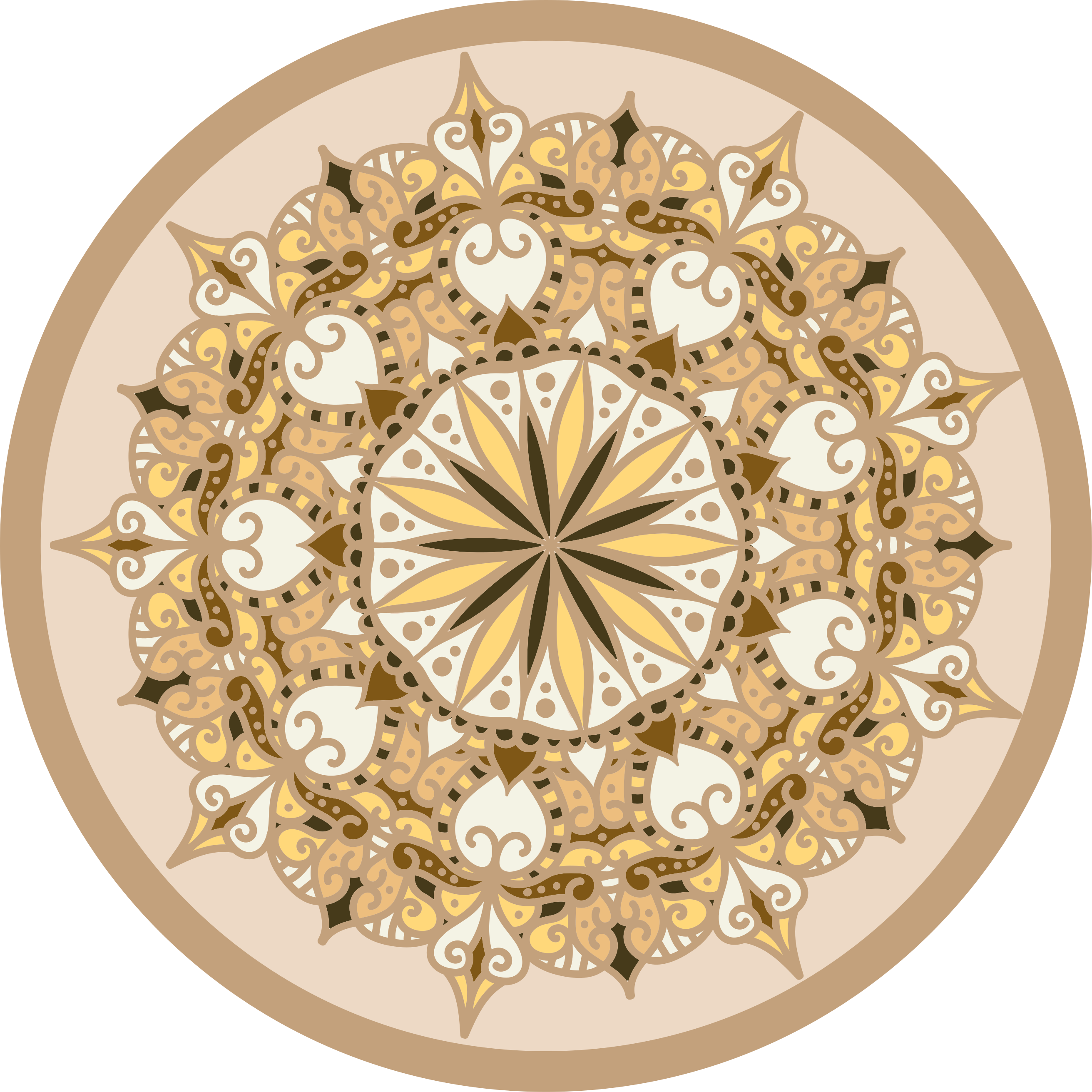 Tapis vinyle mandala élégant doré - TenStickers