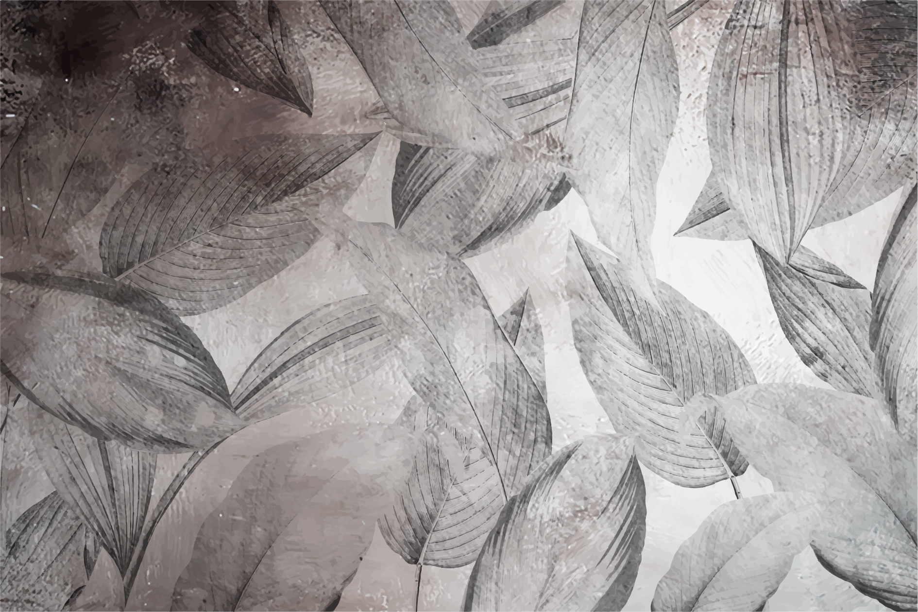 Tapis vinyle fleurs et plantes motif monochrome feuillu - TenStickers