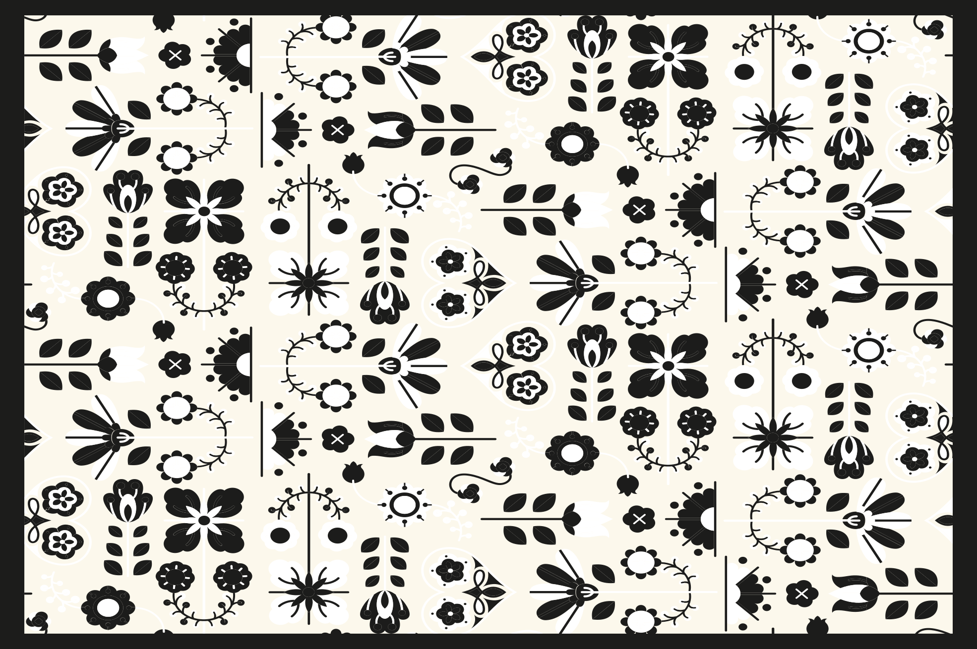 Tapis vinyle fleurs et plantes motifs floraux noirs - TenStickers