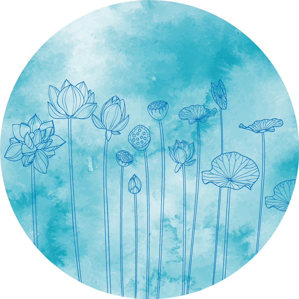 Tapis vinyle fleurs et plantes éclaboussures de lotus bleu - TenStickers