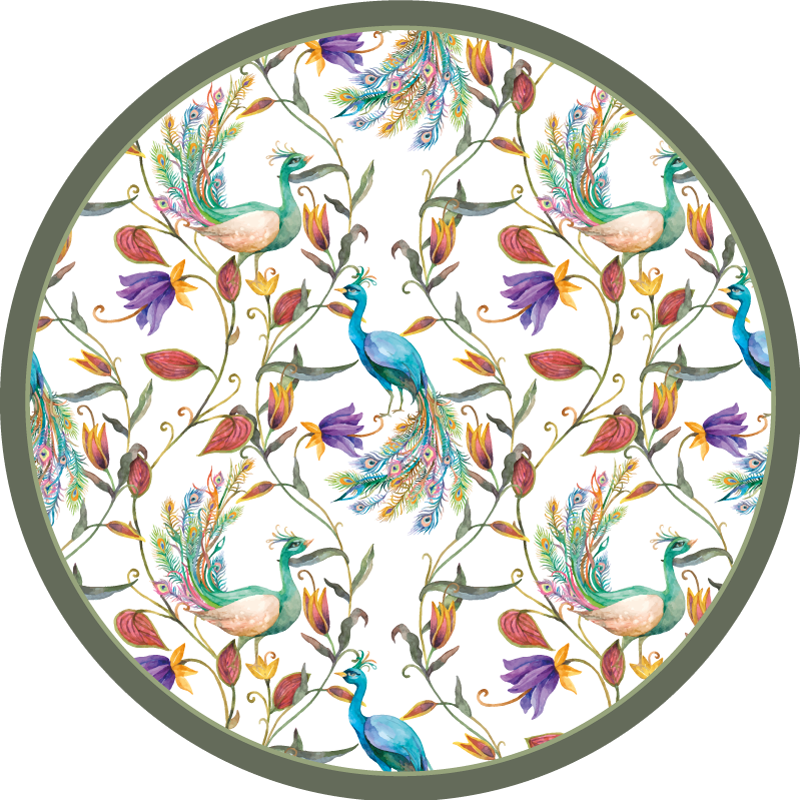 Tapis vinyle fleurs et plantes fleurs de paon magnifiques - TenStickers