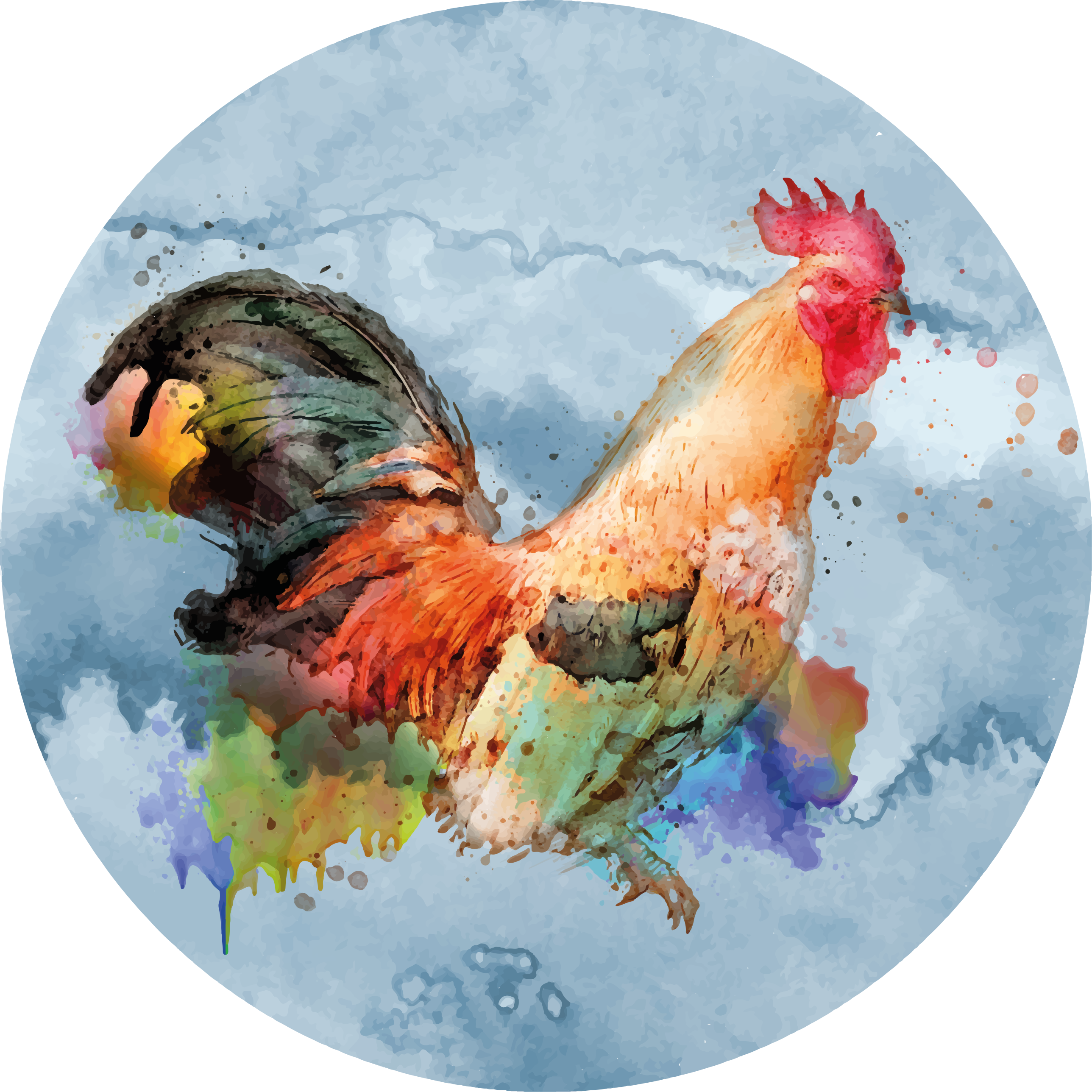 Tapis vinyle animal coq coloré Éclaboussure - TenStickers