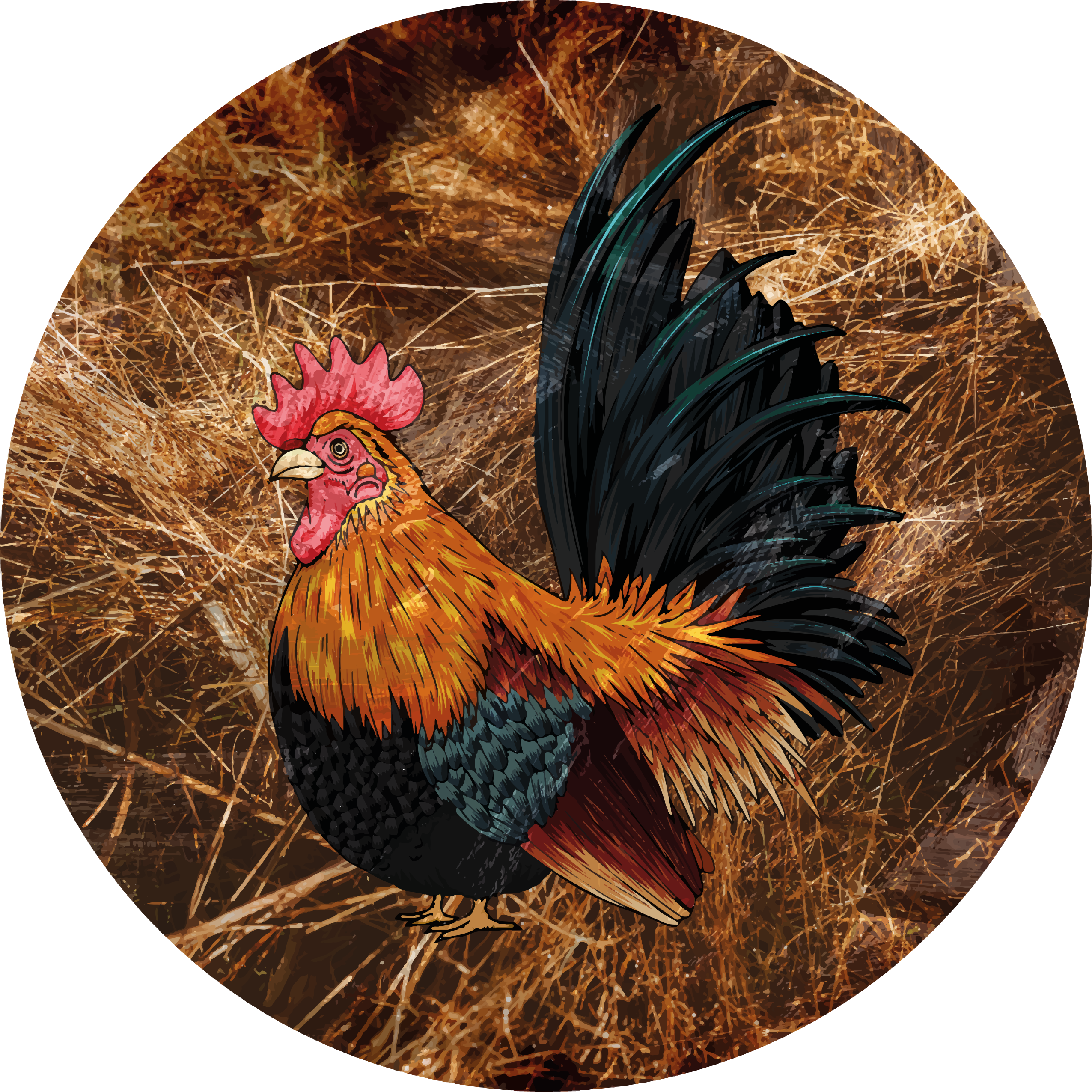 Tapis vinyle animal représentation de coq coloré - TenStickers
