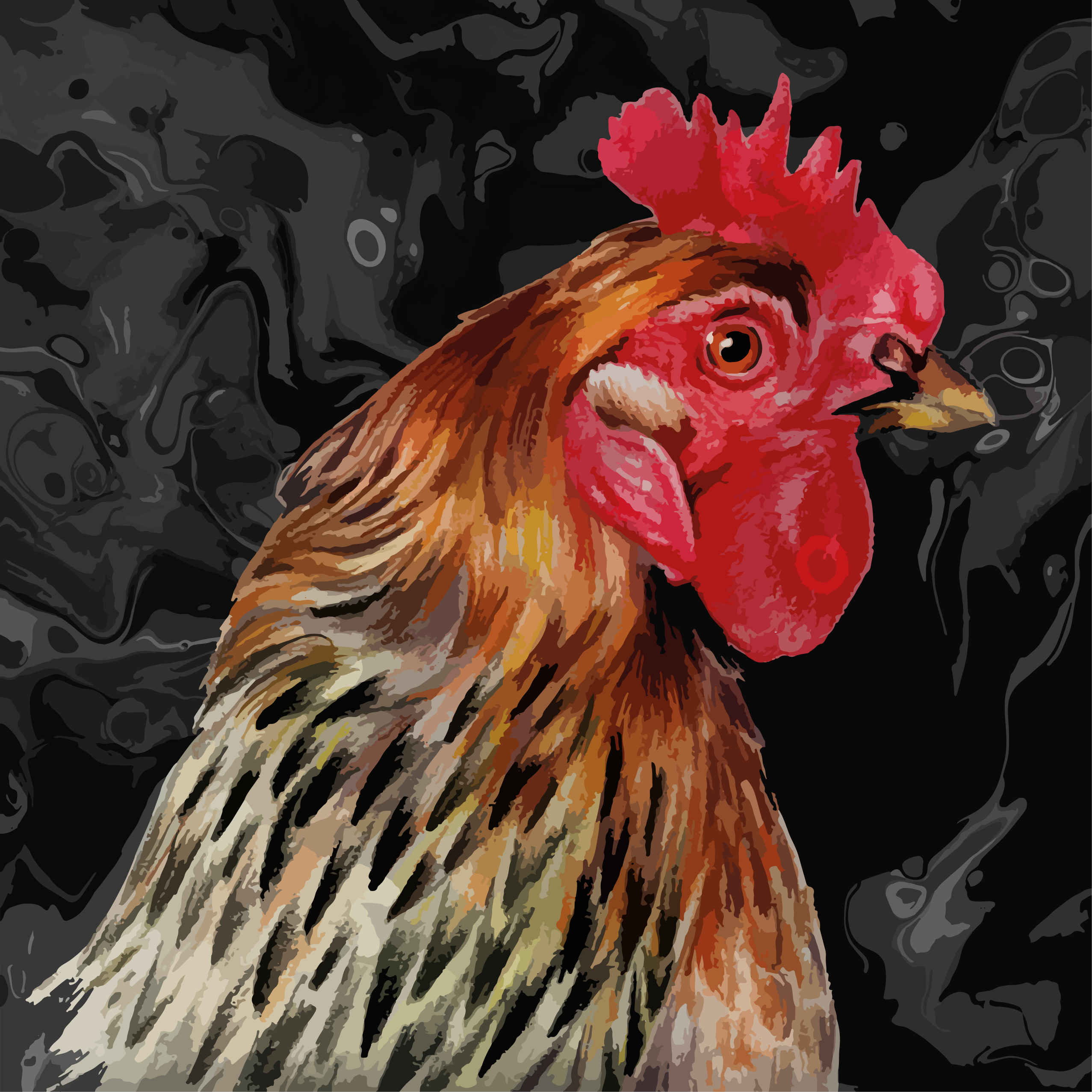 Tapis vinyle animal tête de coq colorée - TenStickers