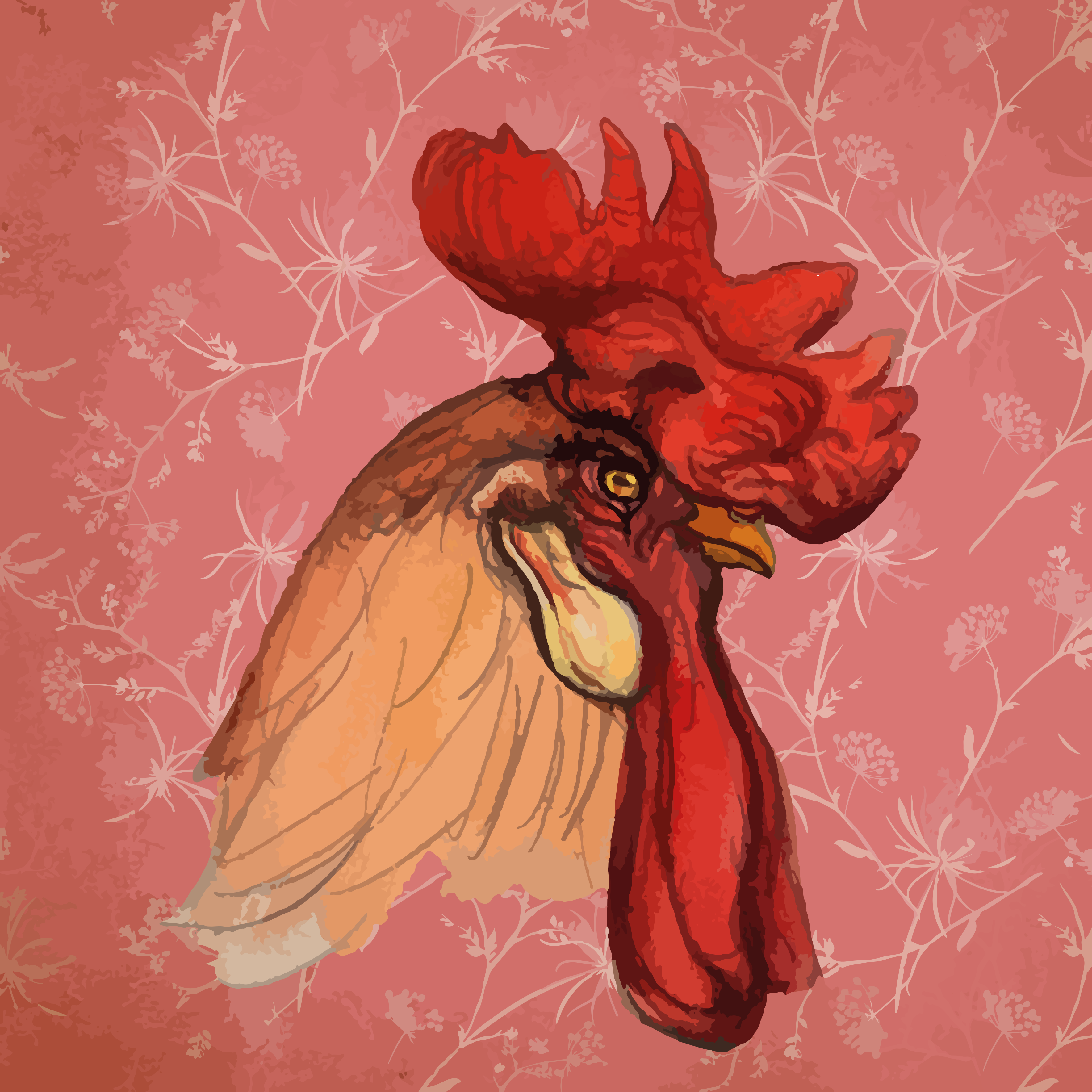 Tapis vinyle animal motif floral coq - TenStickers