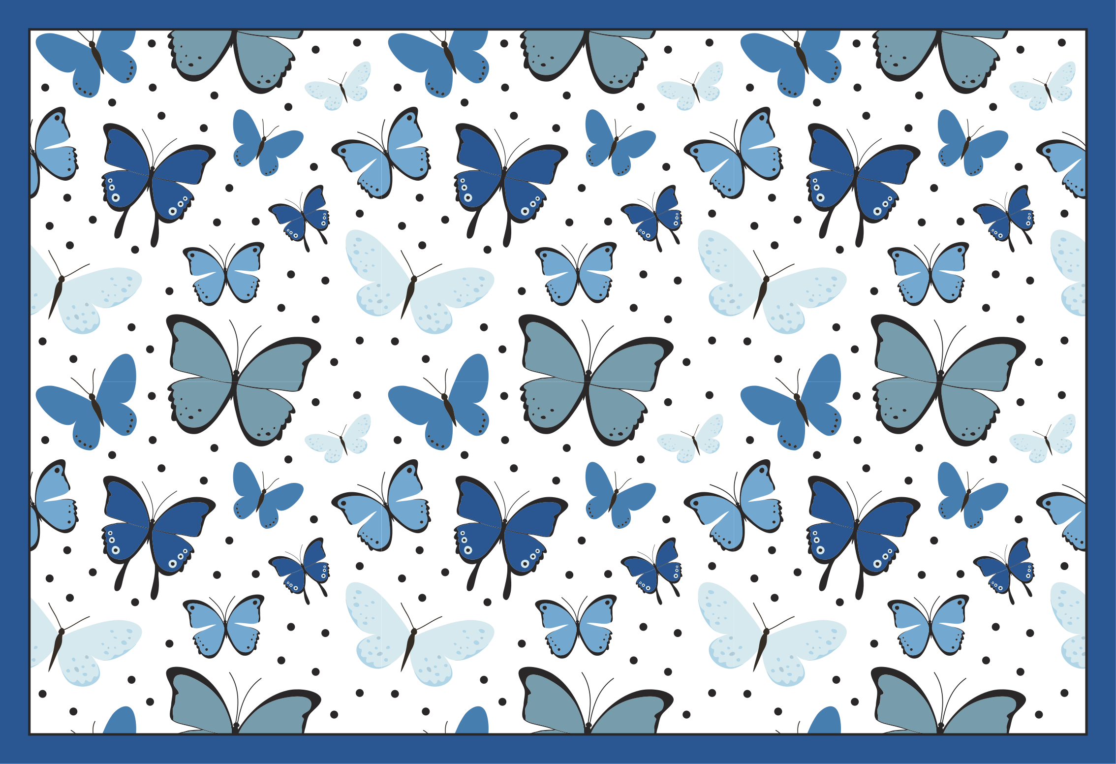 Tapis vinyle fleurs et plantes motif papillon bleu - TenStickers