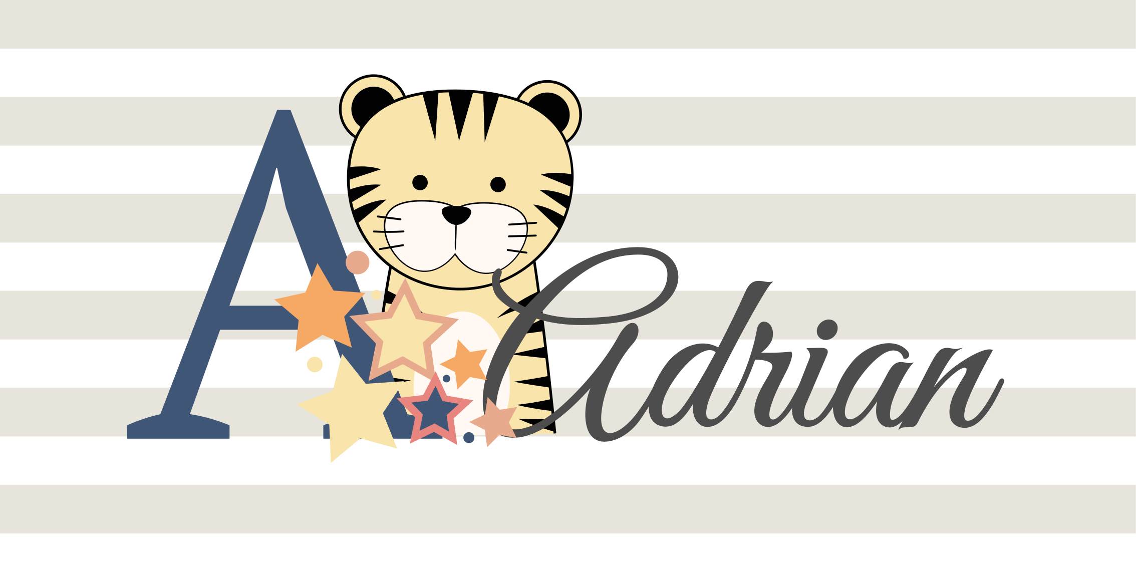 Tapis vinyle chambre bébé tigre rayé avec prénom - TenStickers